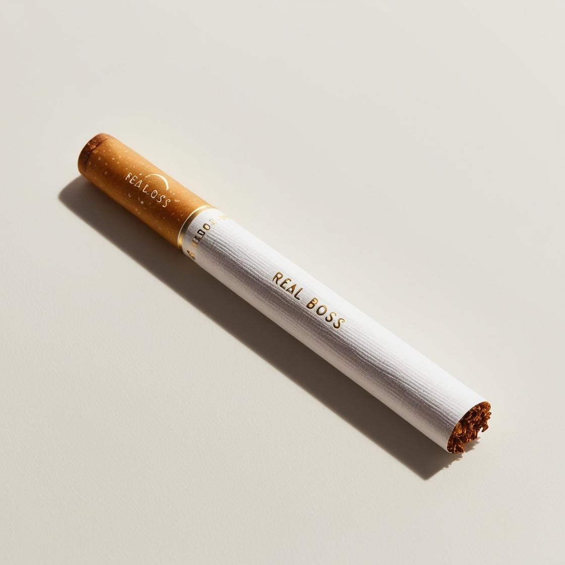 buatkan contoh batang rokok mild dengan merk real boss tanpa packaging